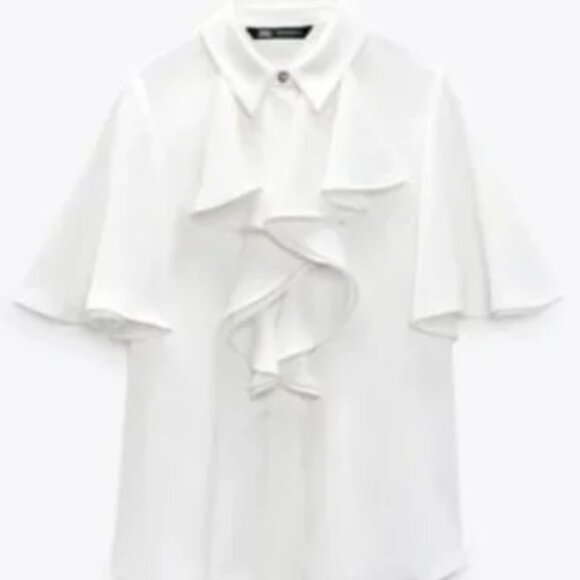 ZARA RUFFLED SATIN EFFECT BLOUSE - Picture 3 of 6